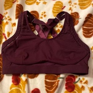 Fabletics maroon strappy sports bra